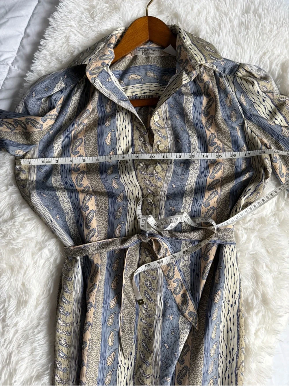 1970’s Schrader Sport Petite Dress Paisley Print Belt Pockets Collar Vintage - Picture 9 of 9